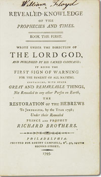 title page of Revealed Knowledge of the Prophecies and Times, signed by William Floyd